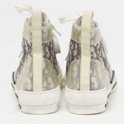 Pre Owned Dior B23 Size 38 Grey/Transperent Mesh and PVC High Top Sneakers