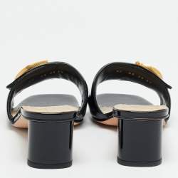 Pre Owned Dior C'est Dior Size 37 Black Patent Leather Slide Sandals