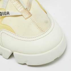 Pre Owned Dior D-Connect Size 37 Off White Fabric and PVC Lace Up Sneakers