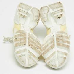 Pre Owned Dior D-Connect Size 37 Off White Fabric and PVC Lace Up Sneakers