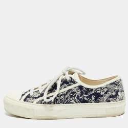 Pre Owned Dior Walk'n'Dior Size 38.5 Navy Blue Knit Fabric Low Top Sneakers