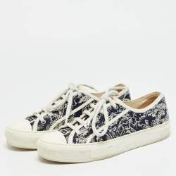 مملوكة مسبقًا Dior Walk'n'Dior Size 38.5 Navy Blue Knit Fabric Low Top Sneakers