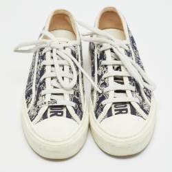 مملوكة مسبقًا Dior Walk'n'Dior Size 38.5 Navy Blue Knit Fabric Low Top Sneakers