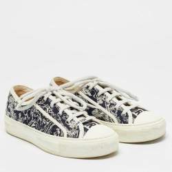 مملوكة مسبقًا Dior Walk'n'Dior Size 38.5 Navy Blue Knit Fabric Low Top Sneakers