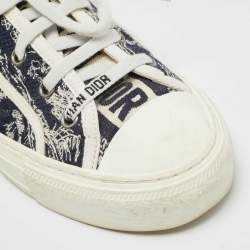 مملوكة مسبقًا Dior Walk'n'Dior Size 38.5 Navy Blue Knit Fabric Low Top Sneakers