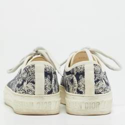 مملوكة مسبقًا Dior Walk'n'Dior Size 38.5 Navy Blue Knit Fabric Low Top Sneakers