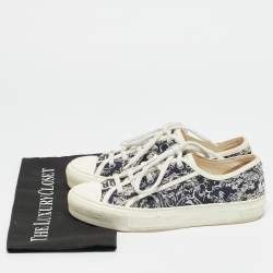 مملوكة مسبقًا Dior Walk'n'Dior Size 38.5 Navy Blue Knit Fabric Low Top Sneakers