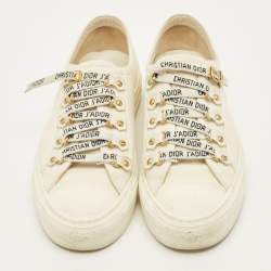 Pre Owned حذاء رياضي ديور ووك ن ديور قماش كريمي منخفض مقاس 36