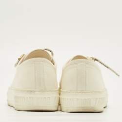 Pre Owned حذاء رياضي ديور ووك ن ديور قماش كريمي منخفض مقاس 36