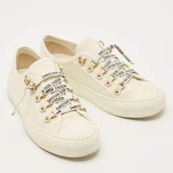 Pre Owned حذاء رياضي ديور واك إن ديور كانفاس أبيض عنق منخفض مقاس 39