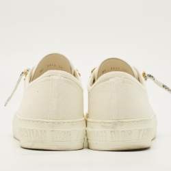 Pre Owned حذاء رياضي ديور واك إن ديور كانفاس أبيض عنق منخفض مقاس 39