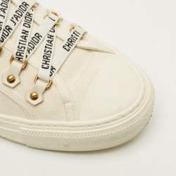 Pre Owned حذاء رياضي ديور واك إن ديور كانفاس أبيض عنق منخفض مقاس 39