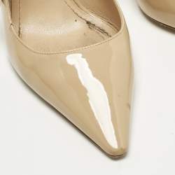 Pre Owned Dior J'Adior Size 39.5 Beige Canvas and Patent Leather Slip On Pumps