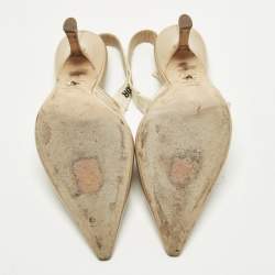 Pre Owned Dior J'Adior Size 39.5 Beige Canvas and Patent Leather Slip On Pumps