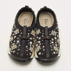مملوكة مسبقًا Dior Fusion Size 37 Black Mesh Crystal Embellished Low Top Sneakers