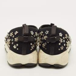مملوكة مسبقًا Dior Fusion Size 37 Black Mesh Crystal Embellished Low Top Sneakers