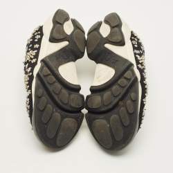 مملوكة مسبقًا Dior Fusion Size 37 Black Mesh Crystal Embellished Low Top Sneakers