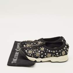 مملوكة مسبقًا Dior Fusion Size 37 Black Mesh Crystal Embellished Low Top Sneakers