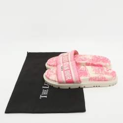 Pre Owned حذاء سلايد فلات قماش مطرز توال دي جوي أزرق/أبيض ديور مقاس 36.5