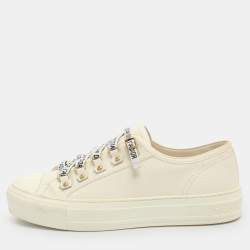 Pre Owned Dior Walk'n'Dior Size 37 White Canvas Low Top Sneakers