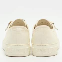 مملوكة مسبقًا حذاء رياضي ديور ووكن ديور كانفاس أبيض بعنق منخفض مقاس 37