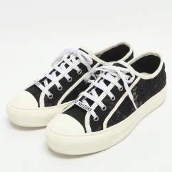 Pre Owned Dior Walk'n'Dior Size 38 Black/White Lace and Mesh Low Top Sneakers