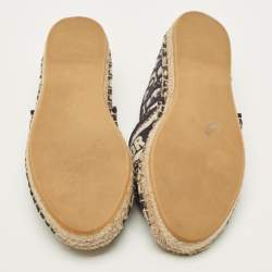 Pre Owned Dior Granville Size 39 Navy Blue/White Oblique Canvas Espadrille Flats