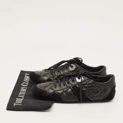 Pre Owned حذاء رياضي ديور منخفض من أعلى سويدي وجلد كاناج مبطن أسود مقاس 37.5