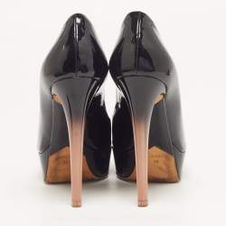 Pre Owned Dior Gradient Heel Size 39 Black Patent Leather Platform Peep Toe Pumps