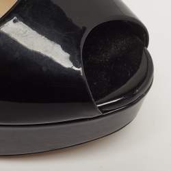Pre Owned Dior Gradient Heel Size 39 Black Patent Leather Platform Peep Toe Pumps