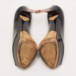 Pre Owned Dior Gradient Heel Size 39 Black Patent Leather Platform Peep Toe Pumps