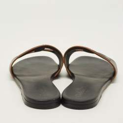 Pre Owned Dior D Club Size 39.5 Black Leather Flat Slide