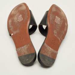 Pre Owned Dior D Club Size 39.5 Black Leather Flat Slide