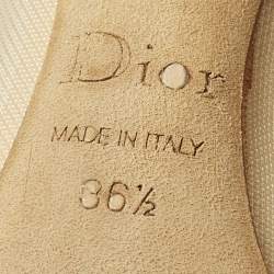 Pre Owned Dior Size 36.5 Beige Crystal Embellished Suede And Mesh Pointed Toe Pumps 