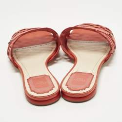 Pre Owned صندل سلايد ديور جلد قصات ليزر أسود مقدمة مفتوحة مقاس 38