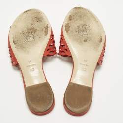 Pre Owned صندل سلايد ديور جلد قصات ليزر أسود مقدمة مفتوحة مقاس 38