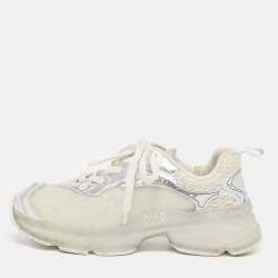 Pre Owned Dior Vibe Size 37 Tricolor Foil Leather and Rubber Lace Up Sneakers