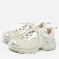 Pre Owned Dior Vibe Size 37 Tricolor Foil Leather and Rubber Lace Up Sneakers