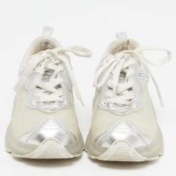 Pre Owned Dior Vibe Size 37 Tricolor Foil Leather and Rubber Lace Up Sneakers