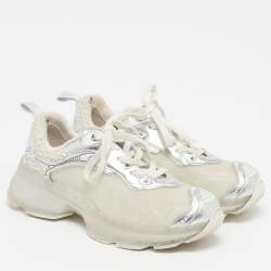 Pre Owned Dior Vibe Size 37 Tricolor Foil Leather and Rubber Lace Up Sneakers