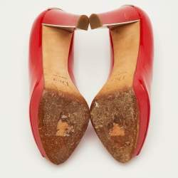 Pre Owned Dior Miss Dior Size 37 Red Patent Leather Peep Toe Pumps