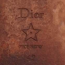 Pre Owned Dior Dway Size 42 Cream/Black Canvas Flat Slides