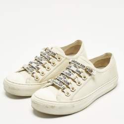 Pre Owned حذاء رياضي ديور ووك ن ديور قماش كريمي منخفض مقاس 36