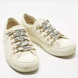 Pre Owned حذاء رياضي ديور ووك ن ديور قماش كريمي منخفض مقاس 36