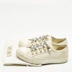 Pre Owned حذاء رياضي ديور ووك ن ديور قماش كريمي منخفض مقاس 36