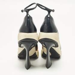 Pre Owned حذاء رياضي كعب عالي ديور رونواي جلد لامع أسود مقاس 38