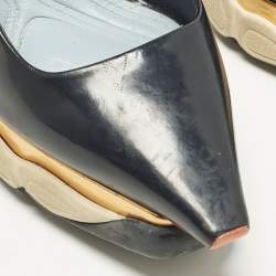 Pre Owned حذاء رياضي كعب عالي ديور رونواي جلد لامع أسود مقاس 38