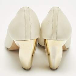 Pre Owned Dior Size 36 Cream/Gold Leather Scrunch Square Teo Pumps