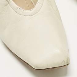 Pre Owned Dior Size 36 Cream/Gold Leather Scrunch Square Teo Pumps