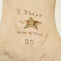 Pre Owned Dior Size 36 Cream/Gold Leather Scrunch Square Teo Pumps